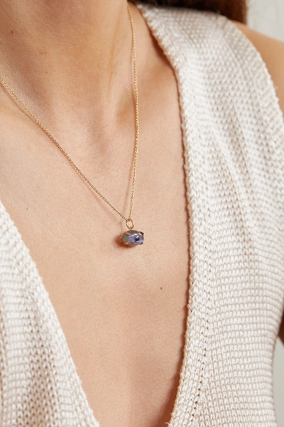 Shop Sydney Evan 14-karat Gold, Labradorite And Sapphire Necklace