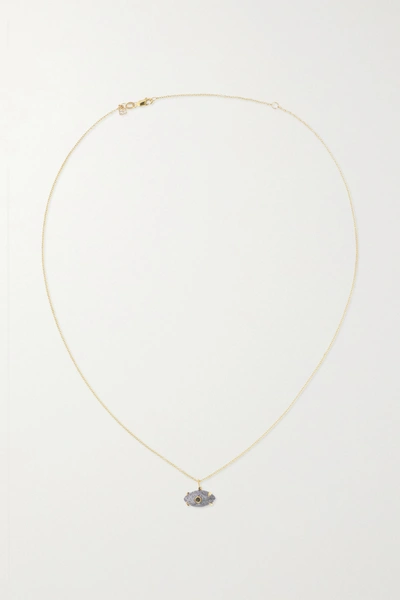 Shop Sydney Evan 14-karat Gold, Labradorite And Sapphire Necklace