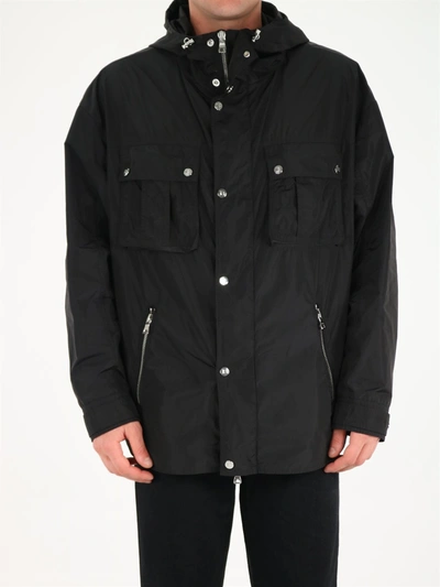 Shop Balmain Pocket Detail Hooded Jacket In Black