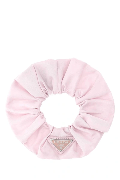 Shop Prada Logo Plaque Scrunchie In Pink