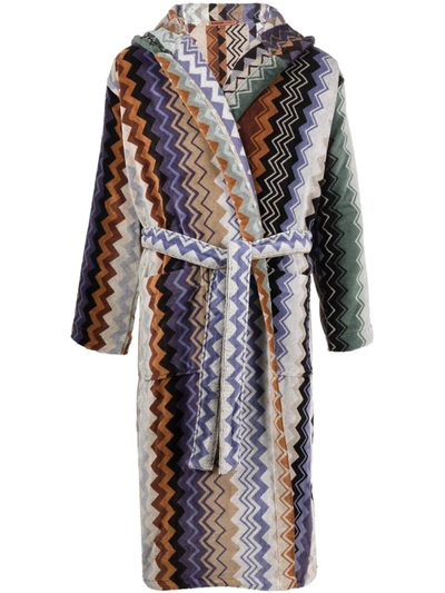 Shop Missoni Giacome Zigzag-woven Bath Robe In Green
