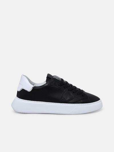 Shop Philippe Model Black And White Calfskin Temple Veau Sneakers