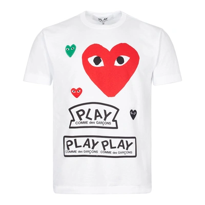 Shop Comme Des Garçons Play Multi Heart Logo T-shirt In White