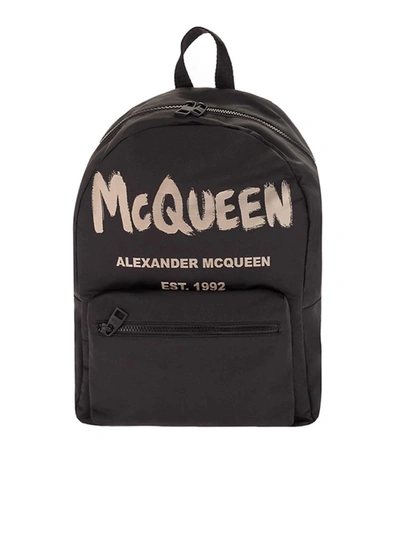 Shop Alexander Mcqueen Branded Backpack In Black