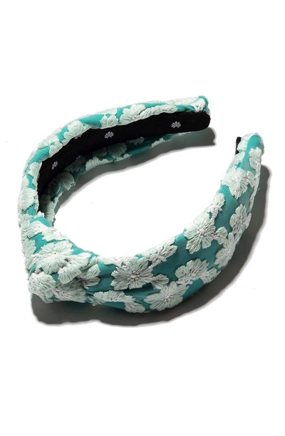 Shop Lele Sadoughi Floral Lace Knotted Headband In Green