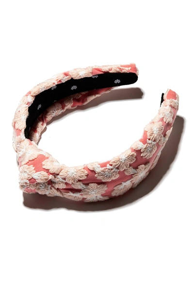 Shop Lele Sadoughi Floral Lace Knotted Headband In Pink