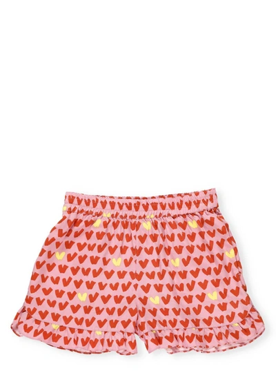 Shop Stella Mccartney Kids Hearts Print Ruffled Shorts In Pink