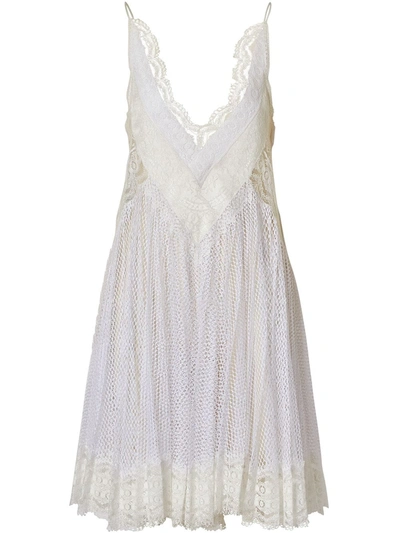 Shop Burberry Mesh-panel Lace Minidress In White