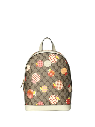 Shop Gucci Valentine's Day Apple-print Backpack In Neutrals