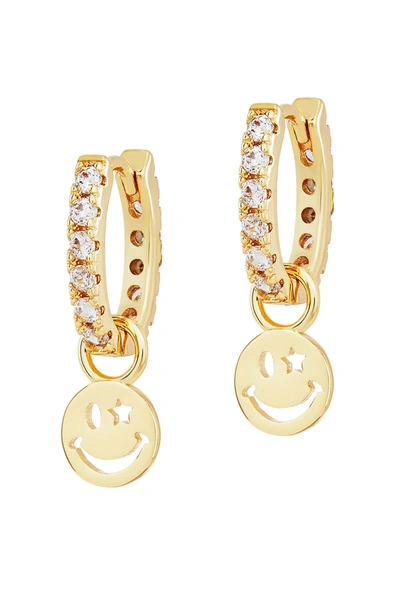 Celeste Starre Don't Worry Be Happy Earrings In Gold