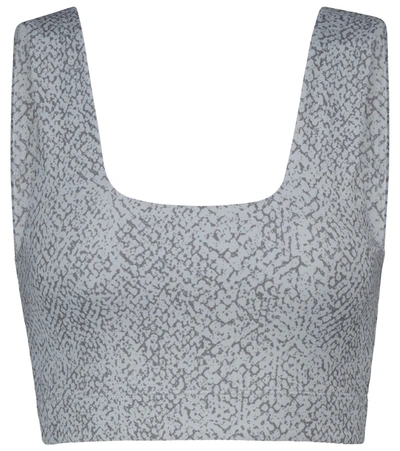 Shop Varley Delta Snake-print Sports Bra In Grey