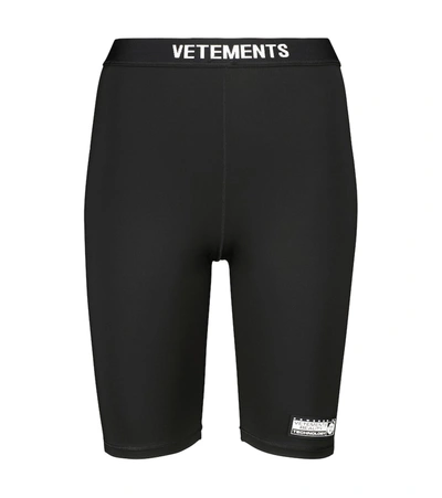 Shop Vetements Logo-print Biker Shorts In Black