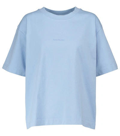 Shop Acne Studios Logo Cotton T-shirt In Sky Blue