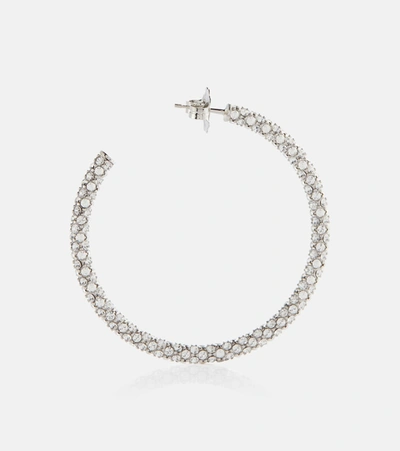 Amina Muaddi Cameron Crystal-embellished Earrings In Silver