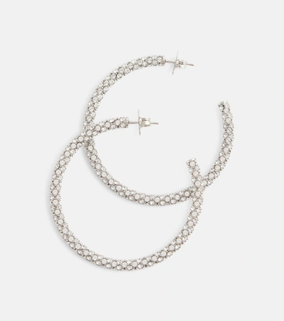 Amina Muaddi Cameron Crystal-embellished Earrings In Silver