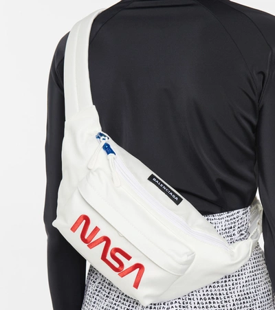 Shop Balenciaga Space Nylon Belt Bag In White