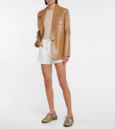 Golden Goose Running Sole Distressed-effect Sneakers In Gold