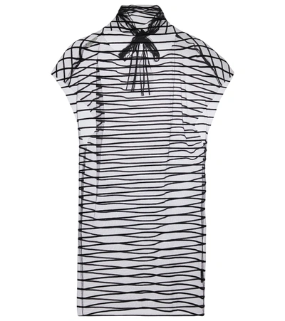 Dries Van Noten Striped Mesh Tie-neck Top In Multicoloured