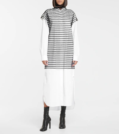 Dries Van Noten Striped Mesh Tie-neck Top In Multicoloured