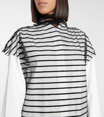 Dries Van Noten Striped Mesh Tie-neck Top In Multicoloured