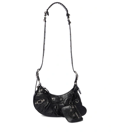 Shop Balenciaga Le Cagole Xs Leather Shoulder Bag In Black