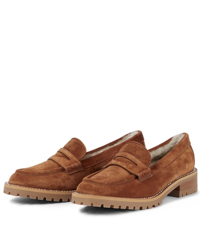 Shop Jimmy Choo Deanna Suede Loafers In Brown