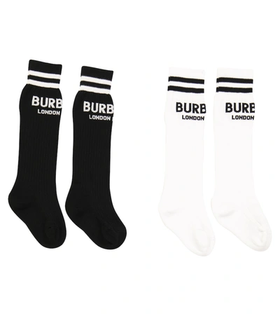 Shop Burberry Set Of 2 Cotton-blend Socks In Black