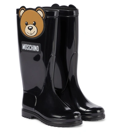 Shop Moschino Rubber Rain Boots In Black