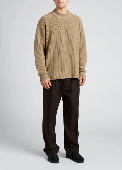 Shop The Row Men's Dareno Rib-knit Wool-cashmere Sweater In Camel