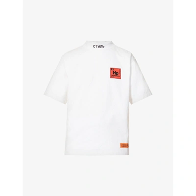 Shop Heron Preston Logo-embroidered Cotton-jersey T-shirt In White Red