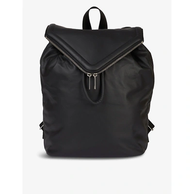 Shop Bottega Veneta Mens Black Intrecciato Hydrology Leather Backpack