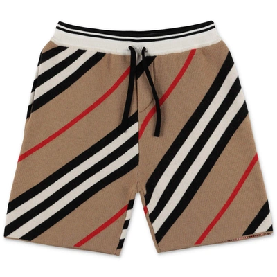 Shop Burberry Kids Icon Stripe Shorts In Beige