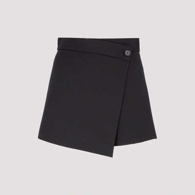 Shop Msgm Asymmetric Wrap Shorts In Black