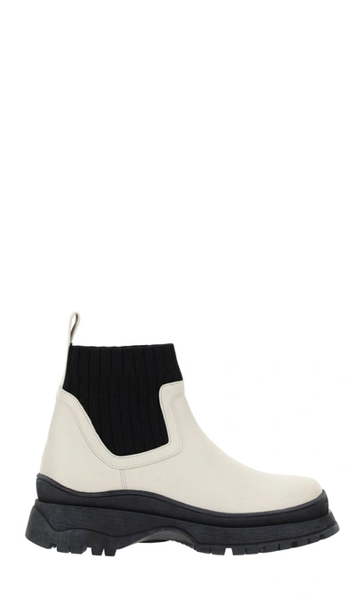 Shop Staud Bow Chunky Ankle Boots In White