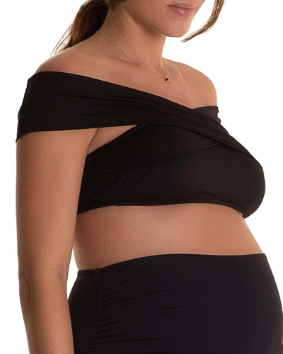 Shop Pez D'or Maternity Lucia Crossover Bikini Top In Black