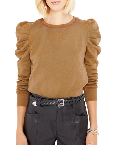 Shop Rebecca Minkoff Janine Puff-sleeve Sweatshirt In Caramel