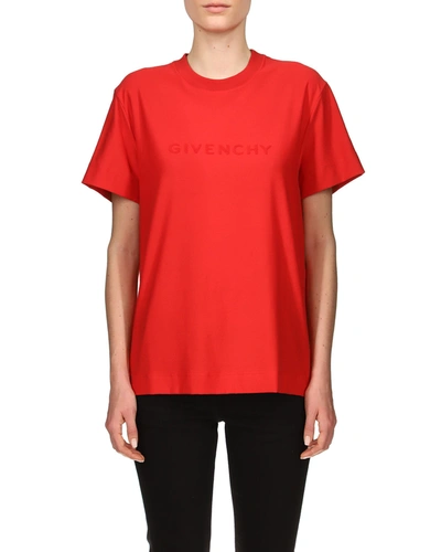 Shop Givenchy C & S Terry Cloth Logo T-shirt In Red