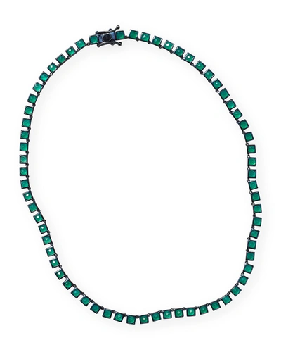Shop Nakard Mini Tile Riviere Necklace In Green Onyx