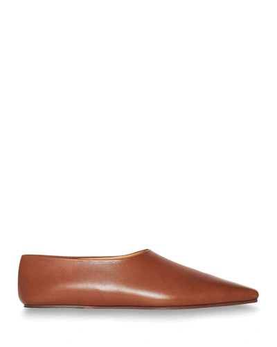 Shop The Row Square-toe Leather Ballerina Flats