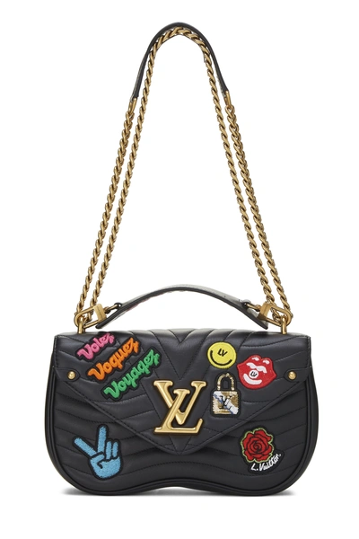 Louis Vuitton New Wave Chain Bag 80s Music Patches MM Black in Smooth  Calfskin with Gold-tone - US