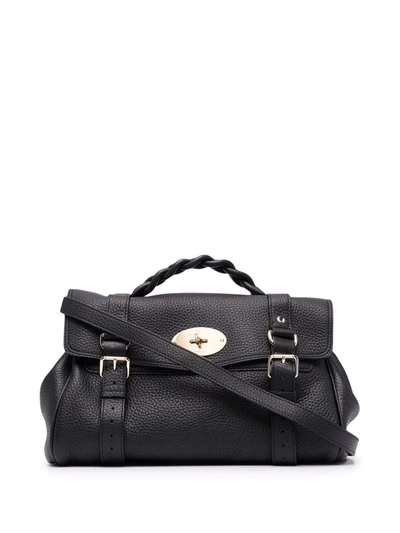 Shop Mulberry Alexa Leather Satchel Bag In Black