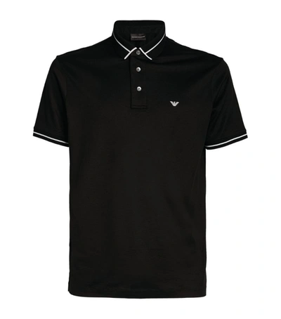 Shop Emporio Armani Logo Polo Shirt In Black