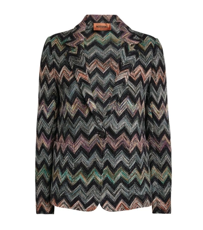 Shop Missoni Cotton-rich Zigzag Jacket In Multi