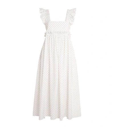 Shop Brøgger Polka Dot Sofie Midi Dress In White