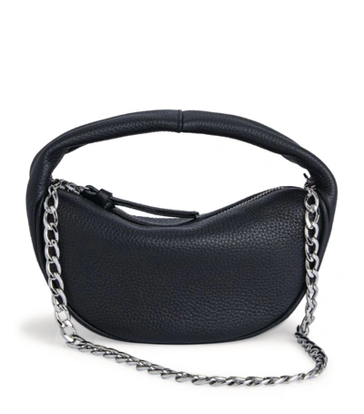 Shop By Far Baby Grained Leather Cush Top-handle Bag In Black