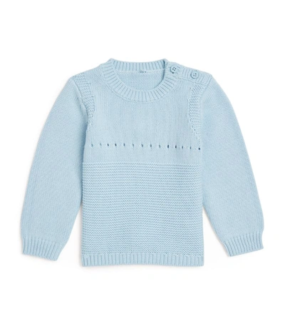Shop Stella Mccartney Kids Happy Dog Intarsia Sweater (3-18 Months) In Blue