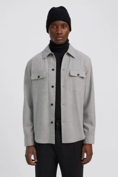 Shop Filippa K Oscar Overshirt In Warm Grey Melange