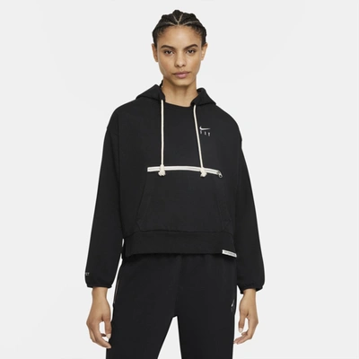 Shop Nike Women's Dri-fit Swoosh Fly Standard Issue Pullover Basketball Hoodie In Black
