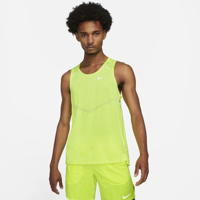 Shop Nike Men's Dri-fit Rise 365 Running Tank Top In Yellow