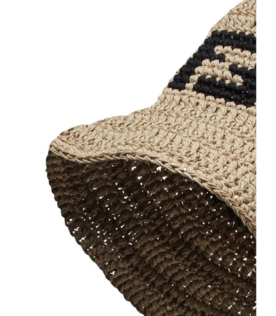 Shop Fendi Ff Crochet Hat Beige In Neutral